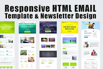 design marketing HTML email template, mailchimp email tempate, newsletter etc
