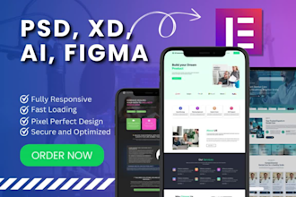 convert psd, ai, xd to wordpress using elementor