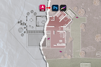 render 2d architectural masterplan in autocad or photoshop