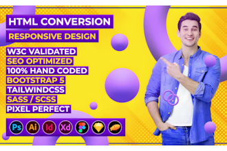convert psd to html, xd to html, figma to html tailwind CSS