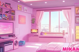 draw background art illustration in anime style for stream vtuber, visual novel