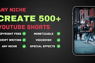 create custom 500 youtube shorts and insta reels any niche