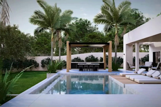 design landscape, backyard, garden, pool and frontyard