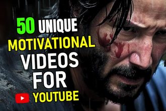 create 50 monetizable motivational videos for youtube channel