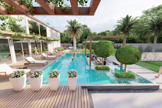 do landscape design, garden design, backyard, swimming pool and render images