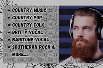 be your professional country pop baritone male vocalist and music producer