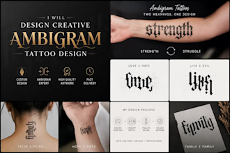 design creative ambigram tattoo design professionally