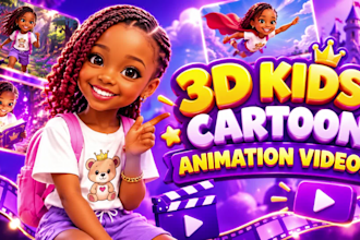 do amazing 3d kids cartoon animation videos and be your 3d kids video editor