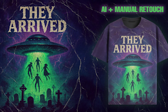 create a vintage horror t shirt artwork for your brand