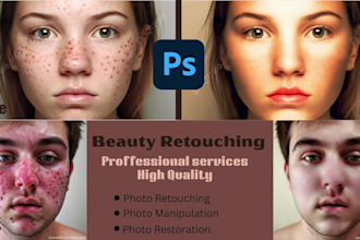 do skin retouching, photo restoration and photo manipulation