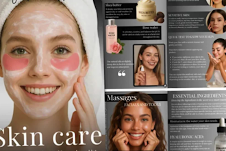 design skincare workbook, beauty ebook, wellness guide and planner