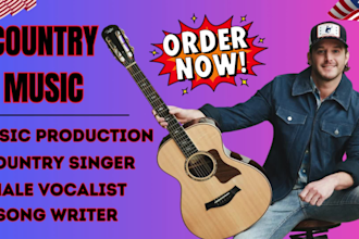 create country music song as an artist and songwriter with authentic vocal