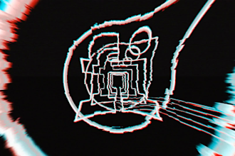 create a minimalist cyber glitch logo animation in a day