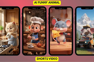 create funny animal ai videos, for youtube shorts,