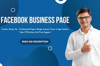 create, setup, fix,  design your facebook business page or fan page