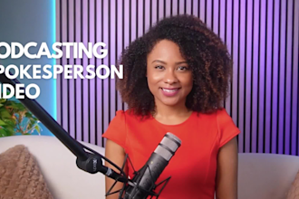 create a spokesperson video with a podcasting background