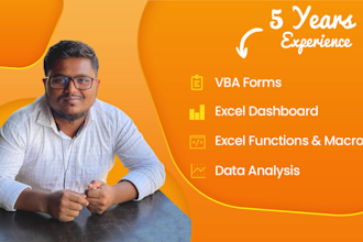 provide excel macros, formulas, vba, pivot table with graph