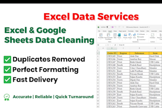 clean and format excel or google sheets data