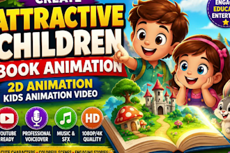 create attractive children book animation videos to earn