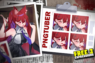 design png tuber for stream in vtuber model anime style