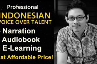 record indonesian voice over for narration or audiobook