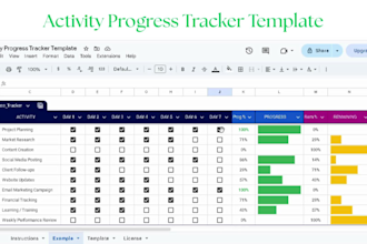 provide a google sheets activity progress tracker template
