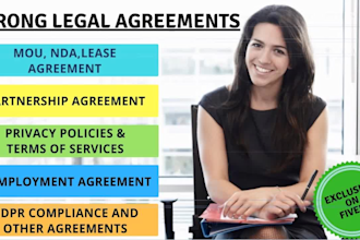 draft strong legal agreement, contract or legal writing
