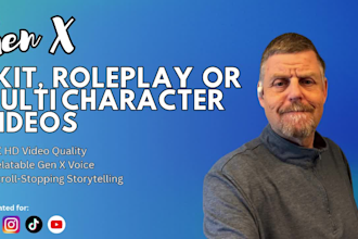 create skit, multi character ugc video as a gen x male