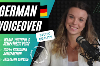 record in a charming and young female german voice over