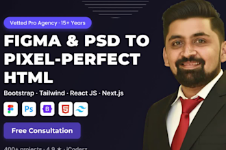 convert figma to HTML PSD to HTML with bootstrap or tailwind CSS