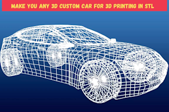 do custom 3d car modeling, car design, 3d model, 3d car printing in stl