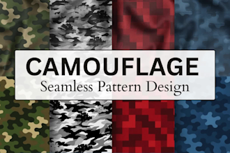 design and redesign camouflage seamless repeat pattern