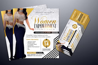 do flyer matching ticket, event ticket, invitation in 6hrs