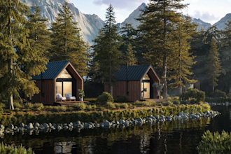 provide realistic rendering for house, cabin, tiny house