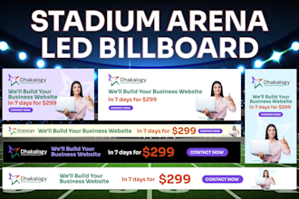 animate stadium sports arena led screen, ribbon, digital billboard videos