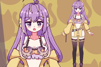 draw a cute pixel live2d avatar, nsfw vtuber model, 2d vtuber rigging, pngtuber