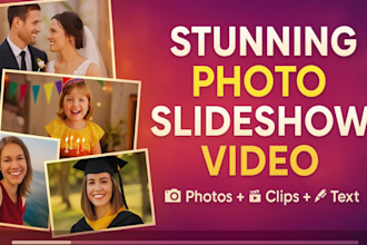 create a stunning photo slideshow video with your photos, clips and text