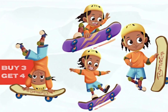 draw kids character design for children book illustration