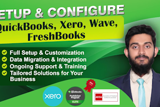 set up quickbooks, xero, wave, freshbooks and do ongoing bookkeeping