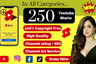 do 250 engaging youtube shorts video and yt channel