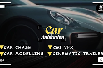 do cinematic 3d car chase animation with photorealistic cars, vfx, game assets