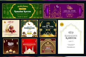 do ramadan kareem eid design for social media, business in urgent