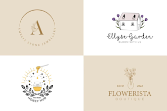 create hand drawn botanical boho modern logo for you