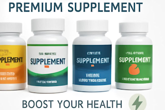 do supplement label design ,bottle label design, product packaging 3d mockup