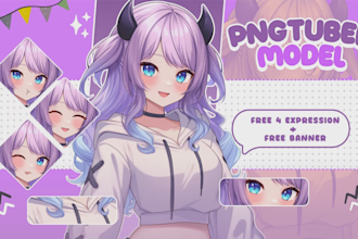 draw pngtuber animated illustration or vtuber model for streaming