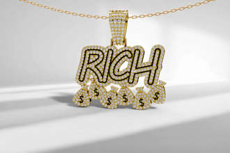 design custom hip hop pendant jewelry 3d cad design
