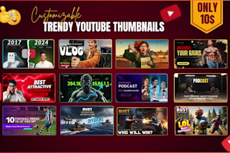 design high CTR best youtube thumbnails for podcasts, fitness, rust, and vlogs