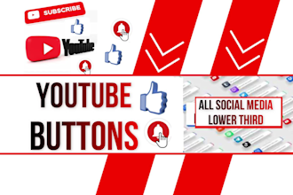 add animated social media buttons and  lowers third on video