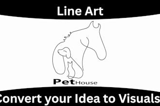 line art logo design and hand draw art work with a corporate flat unique concept