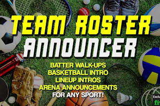 announce your sports team roster player introductions
